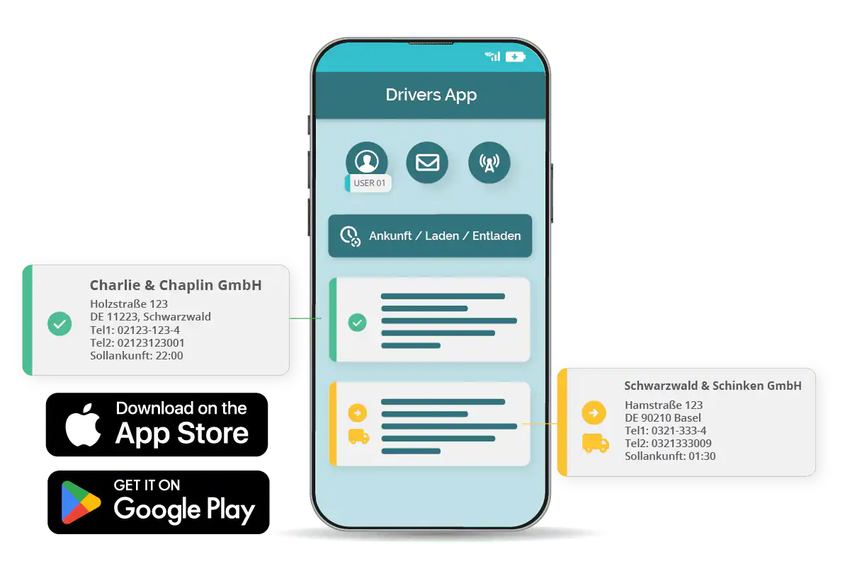 Drivers App startbildschirm tourpositionen blowup